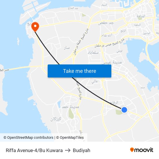 Riffa Avenue-4/Bu Kuwara to Budiyah map