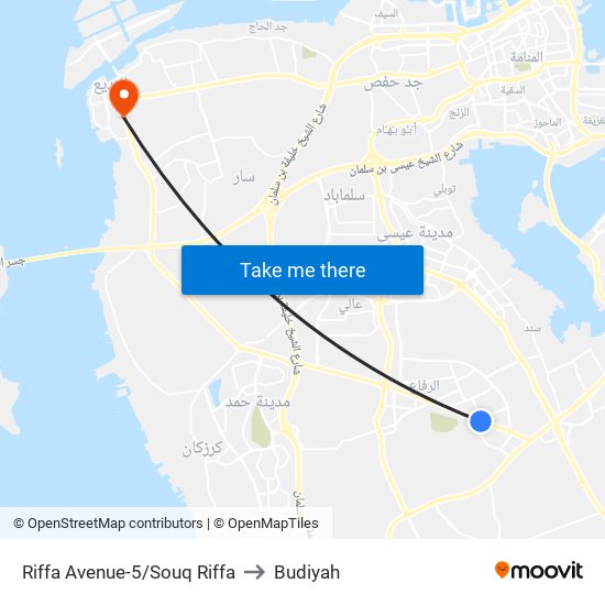 Riffa Avenue-5/Souq Riffa to Budiyah map