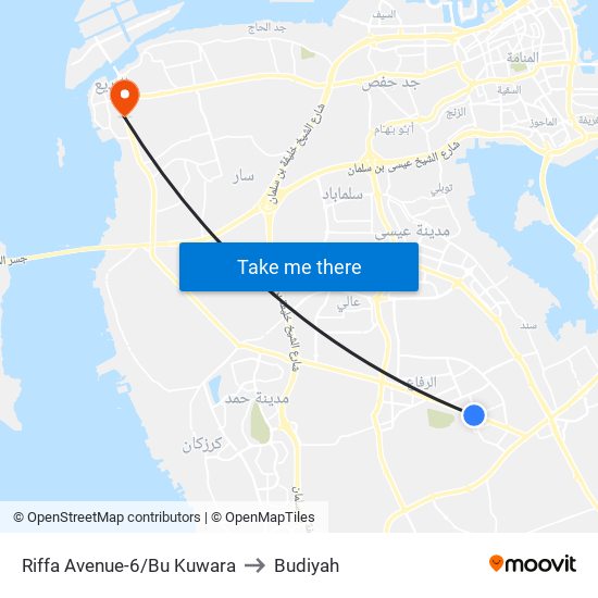 Riffa Avenue-6/Bu Kuwara to Budiyah map