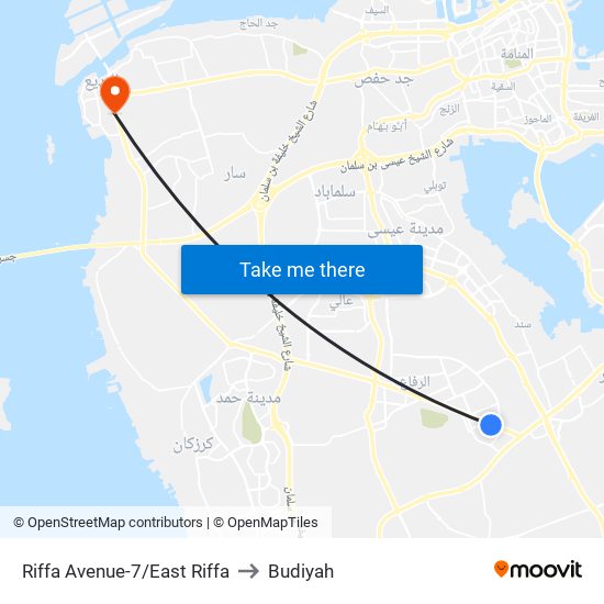 Riffa Avenue-7/East Riffa to Budiyah map