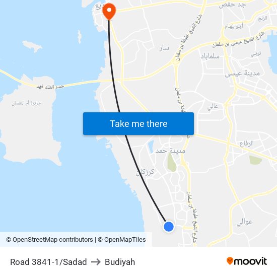 Road 3841-1/Sadad to Budiyah map