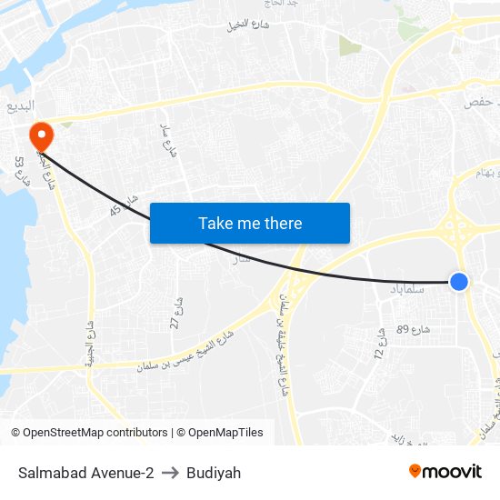 Salmabad Avenue-2 to Budiyah map