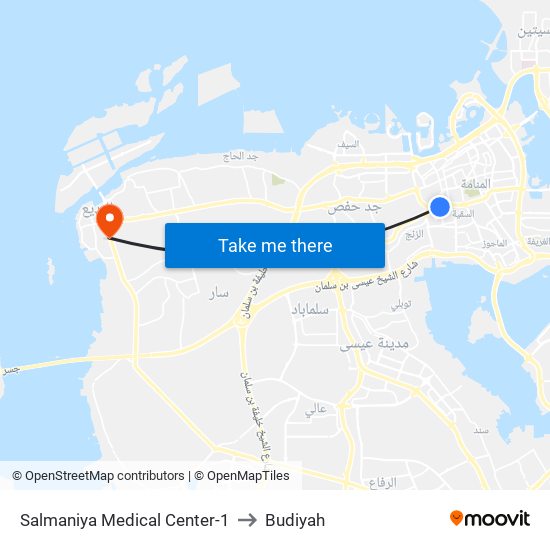 Salmaniya Medical Center-1 to Budiyah map