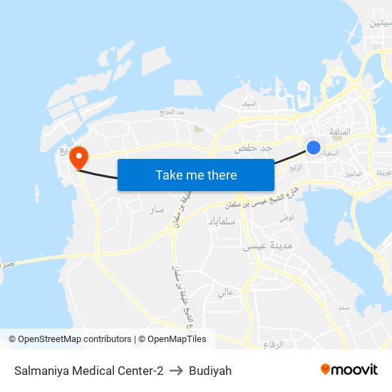 Salmaniya Medical Center-2 to Budiyah map