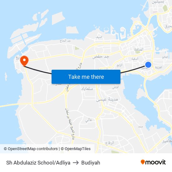 Sh Abdulaziz School/Adliya to Budiyah map