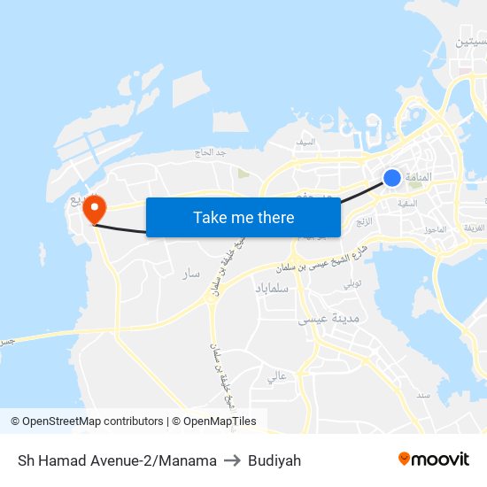 Sh Hamad Avenue-2/Manama to Budiyah map