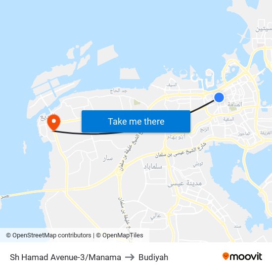 Sh Hamad Avenue-3/Manama to Budiyah map