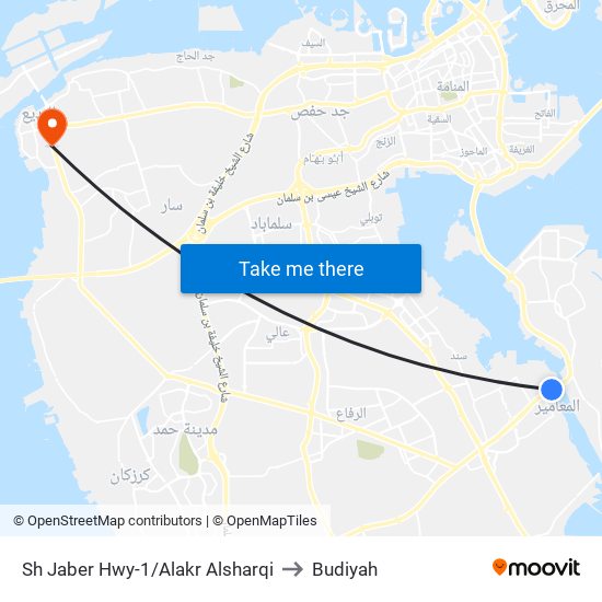 Sh Jaber Hwy-1/Alakr Alsharqi to Budiyah map