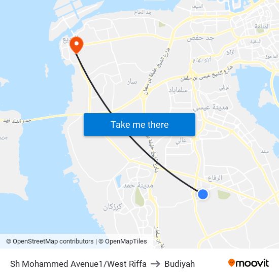 Sh Mohammed Avenue1/West Riffa to Budiyah map