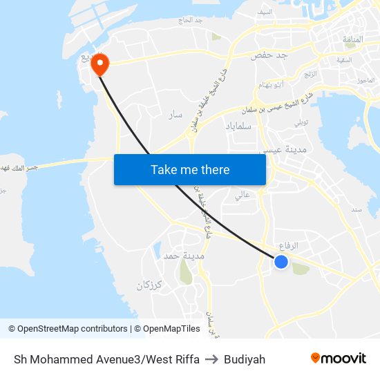 Sh Mohammed Avenue3/West Riffa to Budiyah map