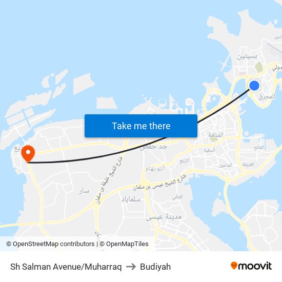 Sh Salman Avenue/Muharraq to Budiyah map