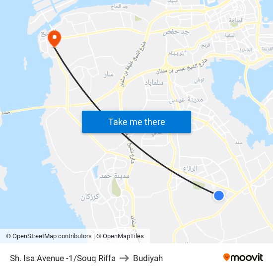 Sh. Isa Avenue -1/Souq Riffa to Budiyah map