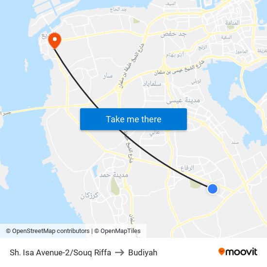 Sh. Isa Avenue-2/Souq Riffa to Budiyah map