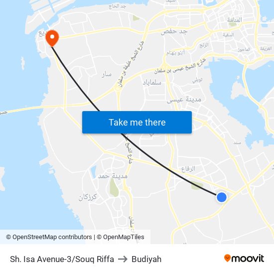 Sh. Isa Avenue-3/Souq Riffa to Budiyah map