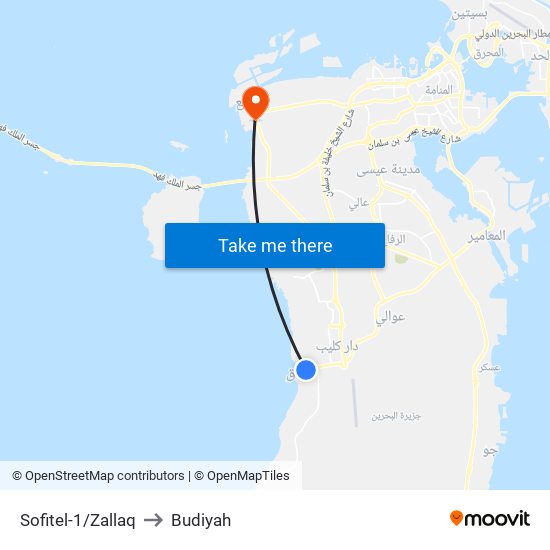 Sofitel-1/Zallaq to Budiyah map