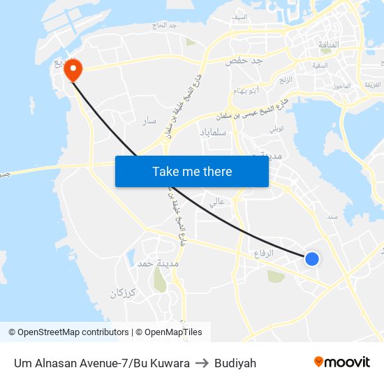 Um Alnasan Avenue-7/Bu Kuwara to Budiyah map