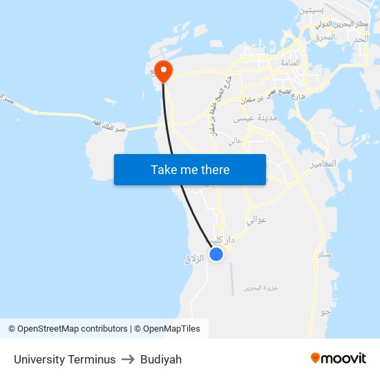 University Terminus to Budiyah map