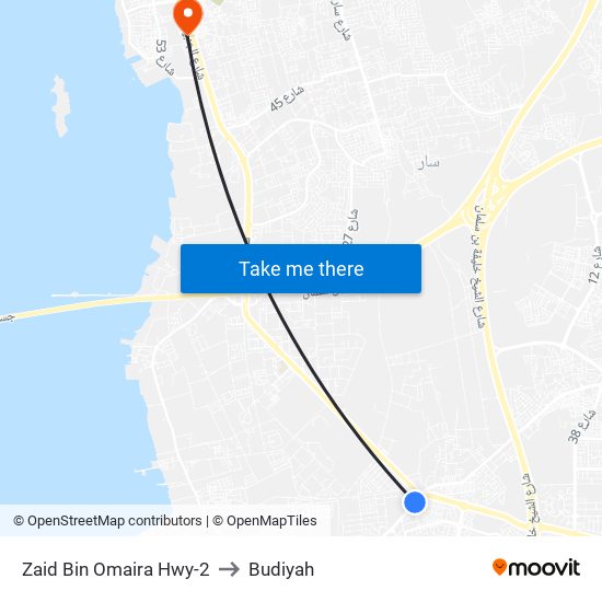 Zaid Bin Omaira Hwy-2 to Budiyah map
