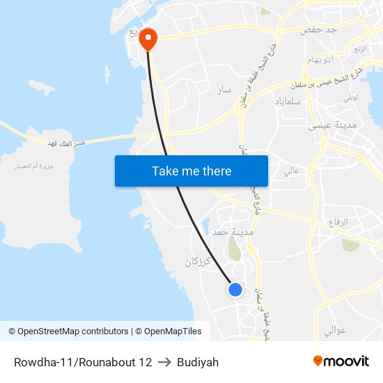 Rowdha-11/Rounabout 12 to Budiyah map
