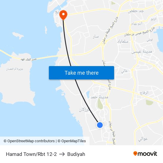 Hamad Town/Rbt 12-2 to Budiyah map