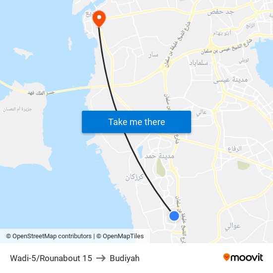 Wadi-5/Rounabout 15 to Budiyah map