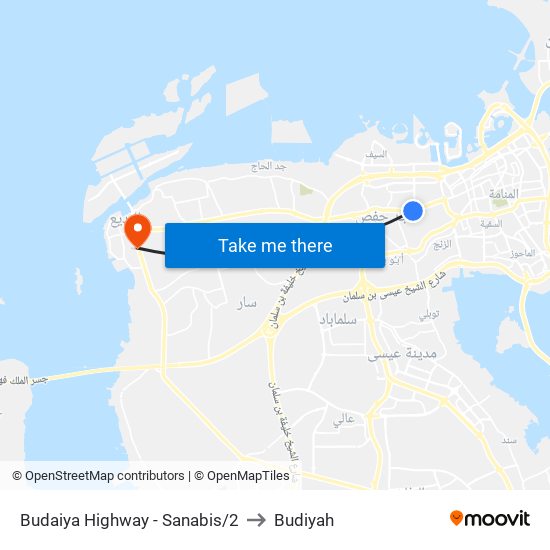 Budaiya Highway - Sanabis/2 to Budiyah map
