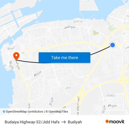 Budaiya Highway-32/Jidd Hafs to Budiyah map