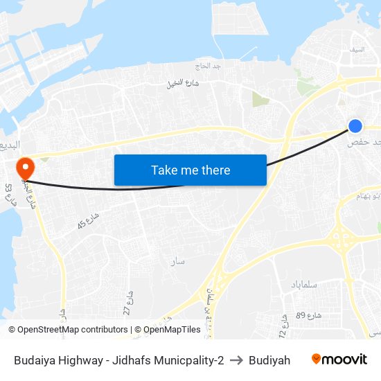 Budaiya Highway - Jidhafs Municpality-2 to Budiyah map