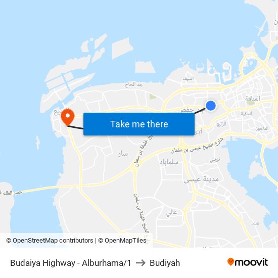 Budaiya Highway - Alburhama/1 to Budiyah map