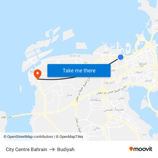 City Centre Bahrain to Budiyah map