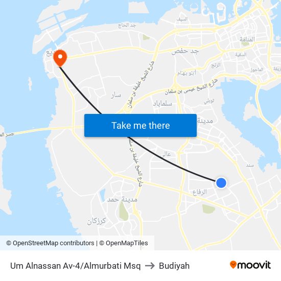 Um Alnassan Av-4/Almurbati Msq to Budiyah map