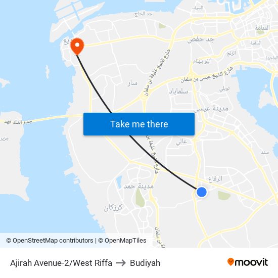 Ajirah Avenue-2/West Riffa to Budiyah map
