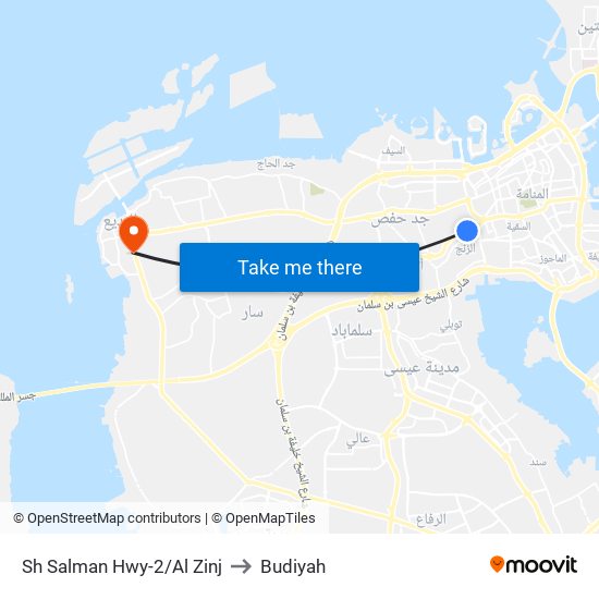 Sh Salman Hwy-2/Al Zinj to Budiyah map