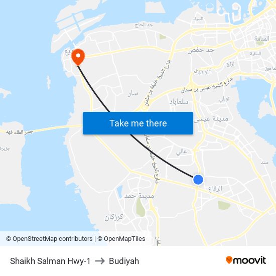 Shaikh Salman Hwy-1 to Budiyah map