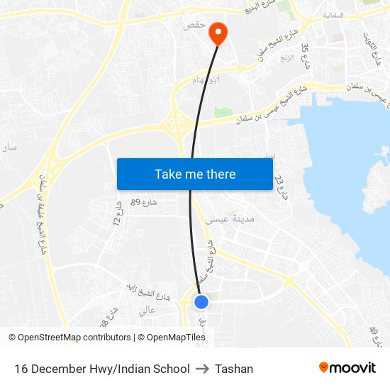 16 December Hwy/Indian School to Tashan map