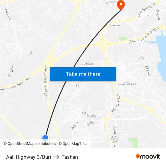 Aali Highway-3/Buri to Tashan map