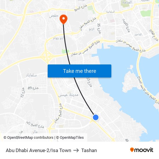 Abu Dhabi Avenue-2/Isa Town to Tashan map