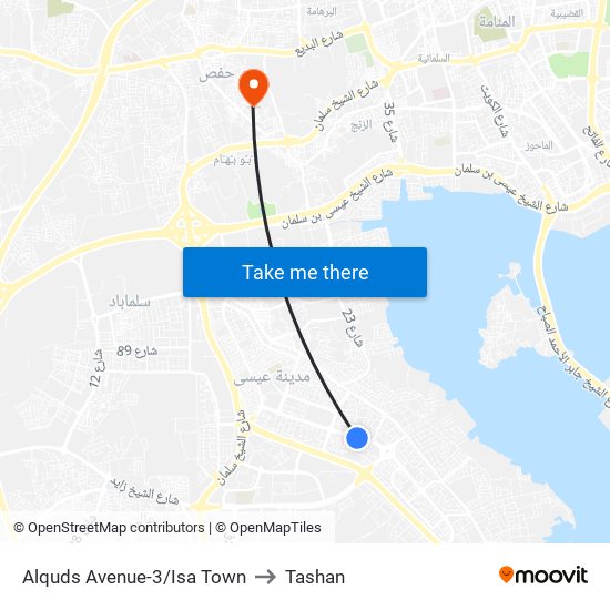 Alquds Avenue-3/Isa Town to Tashan map