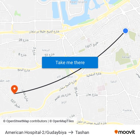 American Hospital-2/Gudaybiya to Tashan map