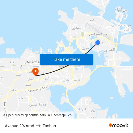 Avenue 29/Arad to Tashan map