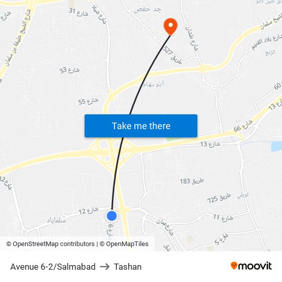 Avenue 6-2/Salmabad to Tashan map