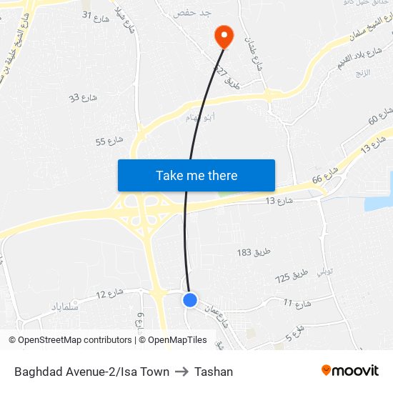 Baghdad Avenue-2/Isa Town to Tashan map