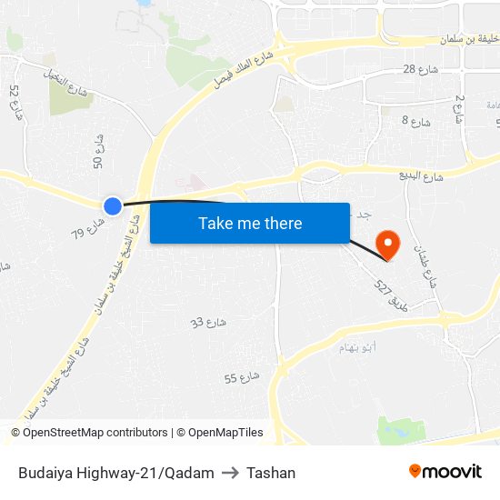 Budaiya Highway-21/Qadam to Tashan map
