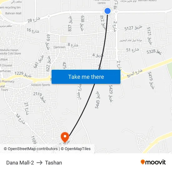 Dana Mall-2 to Tashan map