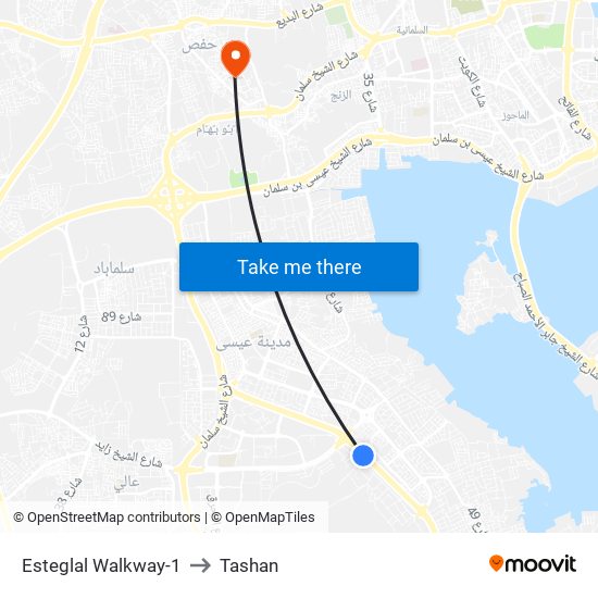 Esteglal Walkway-1 to Tashan map