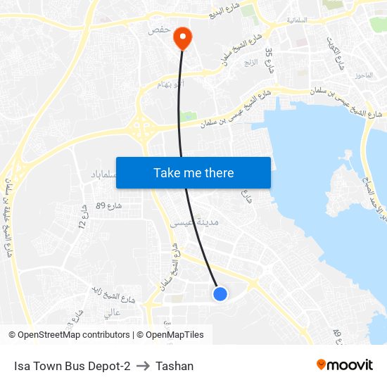 Isa Town Bus Depot-2 to Tashan map