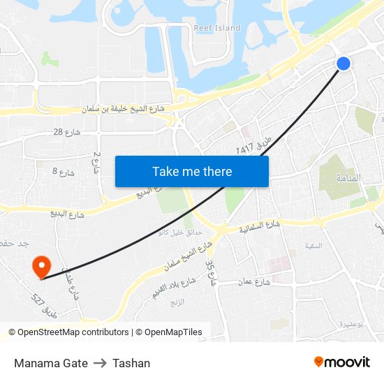 Manama Gate to Tashan map