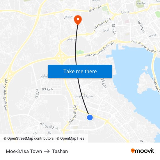 Moe-3/Isa Town to Tashan map