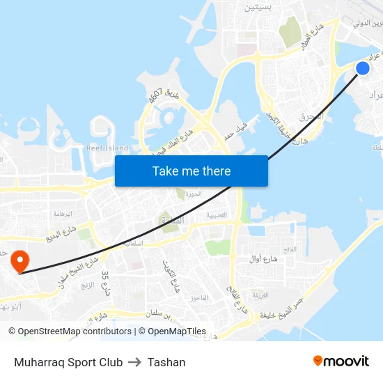 Muharraq Sport Club to Tashan map