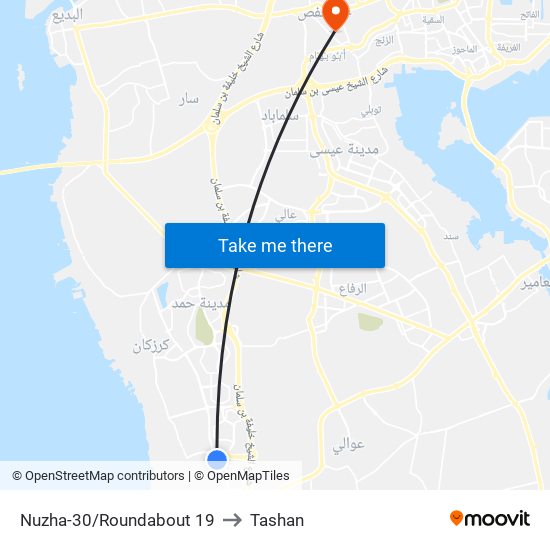 Nuzha-30/Roundabout 19 to Tashan map